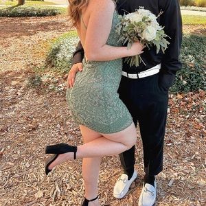 olive green primavera couture dress size 4